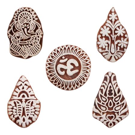 Set of 5 Piece New Mix Wooden Printing Blocks